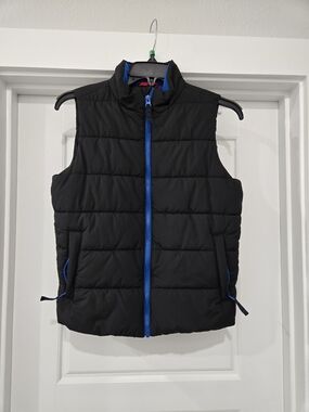 Amazon Essentials Boys Black Puffer Vest Fleece Lined Full Zip Size Youth Medium